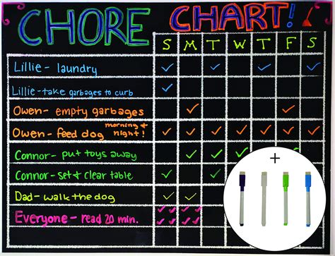 Buy Xl Chore Charts For Multiple Kids With 4 Pack Marker Set Magnetic