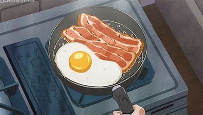 Bacon Aesthetic Anime Gifs Breakfast Cooking Eggs