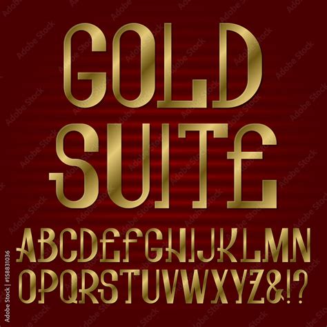 Presentable Retro Style Font Golden Capital Letters Isolated English