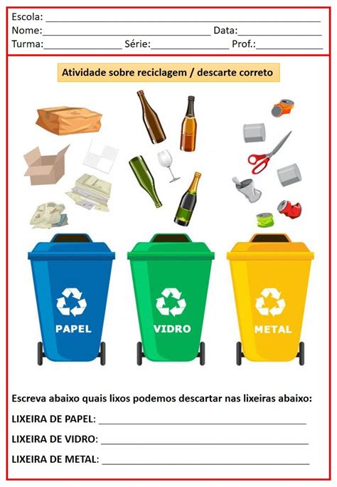 Atividades Sobre Reciclagem Do Lixo Para Imprimir Atividades Sobre