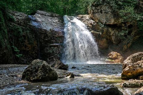 Beautiful Waterfall In The Mountains Mountain River Falling Water