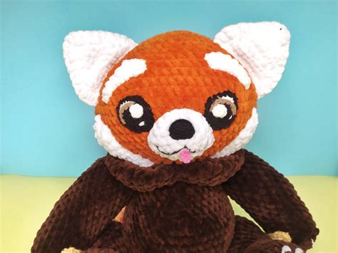 Red Panda Teddy Bear Handmade Plushie Large Stuffed Animal Etsy
