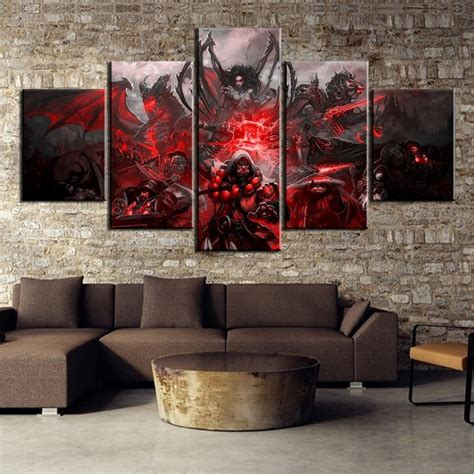 World Of Warcraft Gaming 5 Panel Canvas Art Wall Decor Canvas Storm