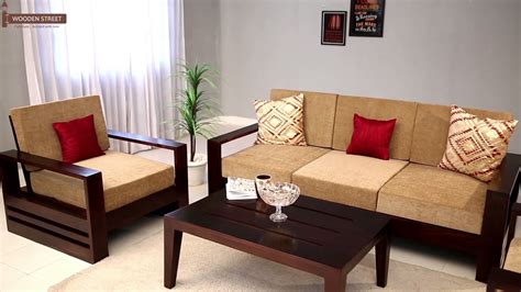 Jagdamba furnitures brown 5 seater sheesham wood sofa set ₹ 30,000/ set. Wooden Sofa Set : Buy Winster 3+1+1 Seater Sofa Set Online - Wooden Street - YouTube