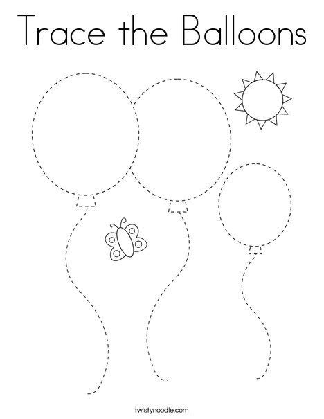 Trace The Balloons Coloring Page Twisty Noodle Pre Writing