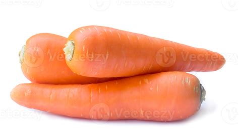 Three Fresh Orange Carrots Isolated With Clipping Path And Shadow In