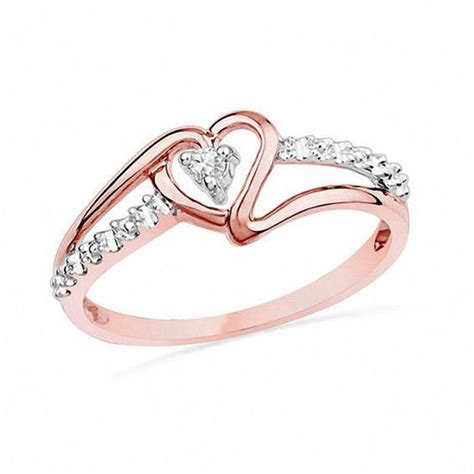 Diamond Accent Heart Promise Ring In 10k Rose Goldzales Rose Gold Promise Ring Cute Promise