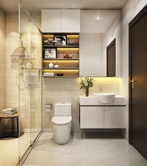 This Compact Bathroom Seems Spacious With The Use Of Glass And Light