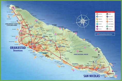 Large Detailed Tourist Map Of Aruba