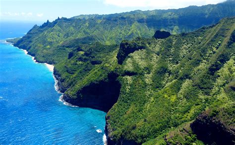 Inlets And Caves Along The Na Pali Coastline Island Of Kauai Hawaii