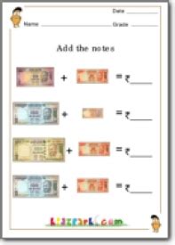 Add The Notes Work Sheets For Class 2 ,Money Problems Worksheets