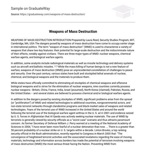 ⇉weapons Of Mass Destruction Essay Example Graduateway