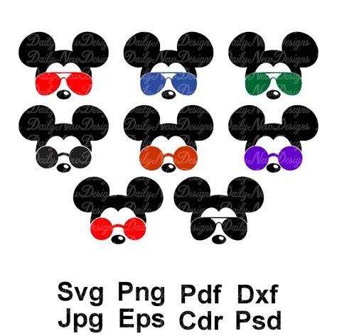 Mickey Sunglasses Svg 8 For 1 Disney Svg Mickey Mouse Head Etsy Canada