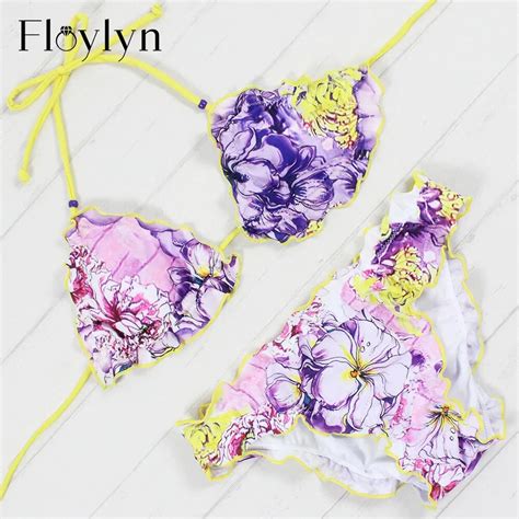 Floylyn 2017 New Arrival Bikini Brand Swimwear Women Bikini Set Sexy Bandage Bathing Suits Push