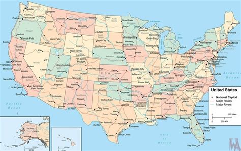 This major cities map shows that there are over 300 cities in the usa. National Capital, States Capital, Major Cities, Roads And Rivers Map of the USA | WhatsAnswer