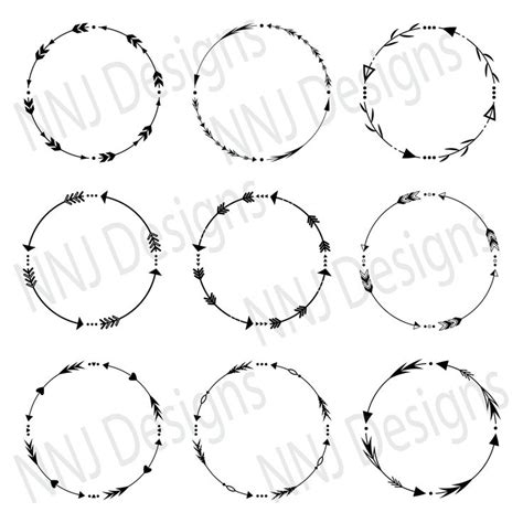 Circle Arrow Wreath Svg Bundle Round Monogram Frame Silhouette Cricut