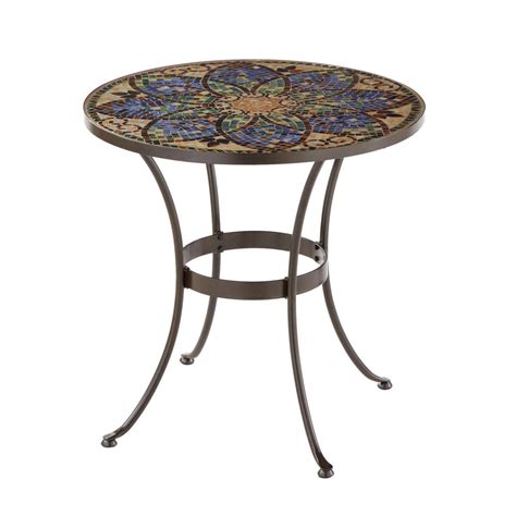hampton bay glass mosaic art 28 in outdoor bistro table hd17121e the home depot