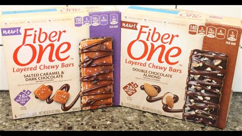 fiber one layered chewy bars double chocolate almond and salted caramel and dark chocolate review