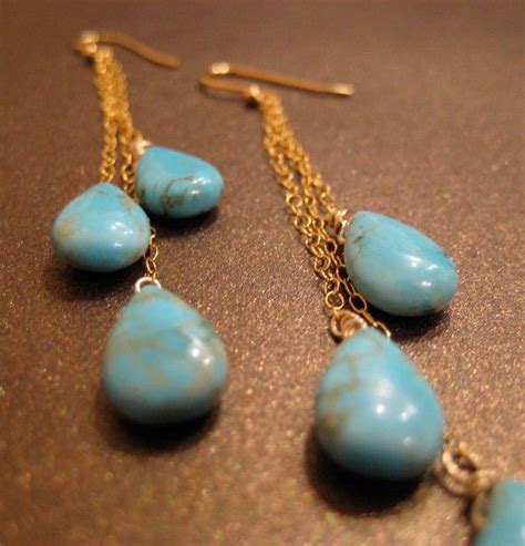It S Raining Turquoise Graduated Strands Of Delicate 14k Gold Chain