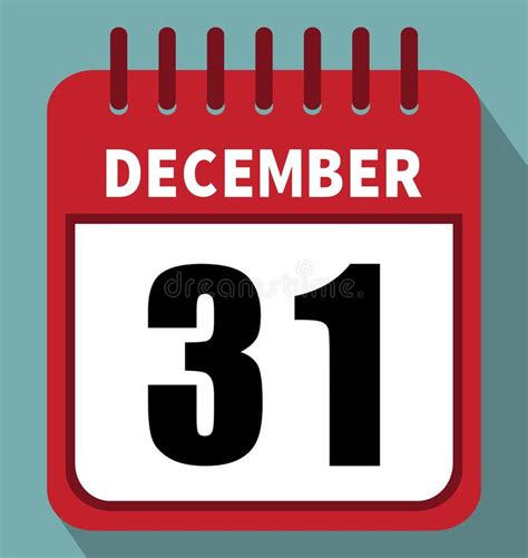 December 31 Calendar In Flat Design Stock Vector Illustration Of
