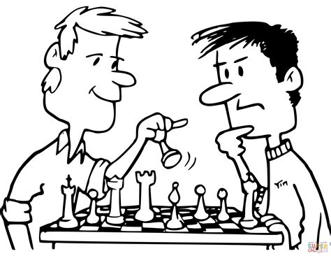 Friends Playing Chess Coloring Page Free Printable Coloring Pages