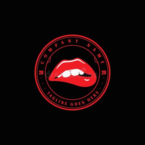 Red Hot Sensual Naughty Woman Girl Lips Logo Design Vector Stock Vector