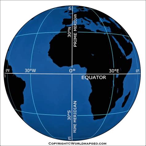 World Map With Equator Countries And Prime Meridian
