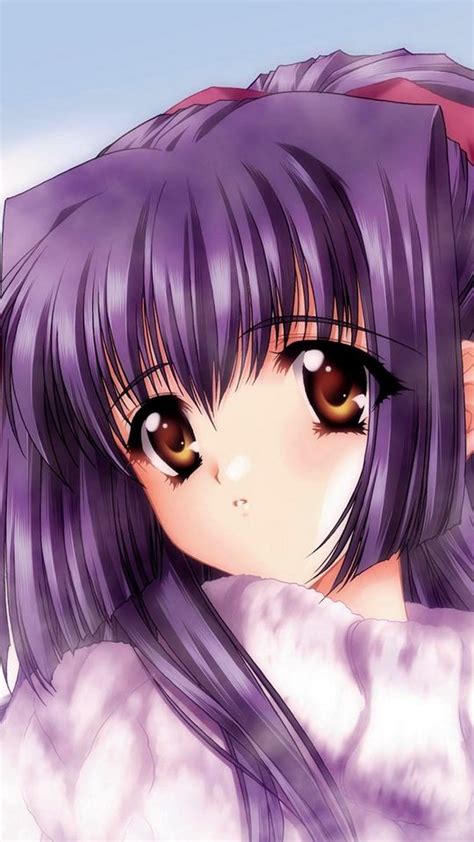 Download Wallpaper 540x960 Anime Girl Brunette Cute Eyes Samsung