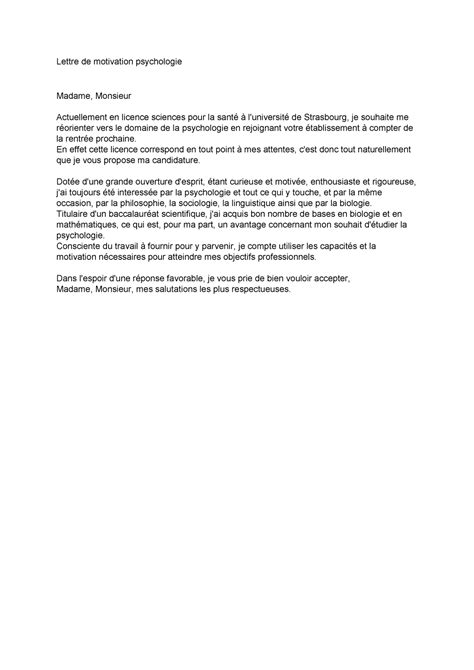 Lettre de motivation psychologie  Lettre de motivation psychologie