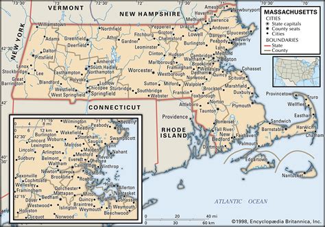 Massachusetts State Map With Cities Map