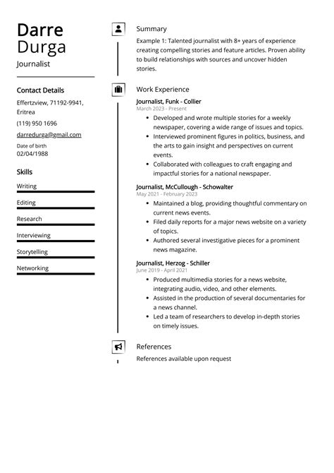 Experienced Journalist Resume Example Free Guide