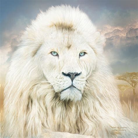 White Lion Spirit Of Goodness Mixed Media By Carol Cavalaris