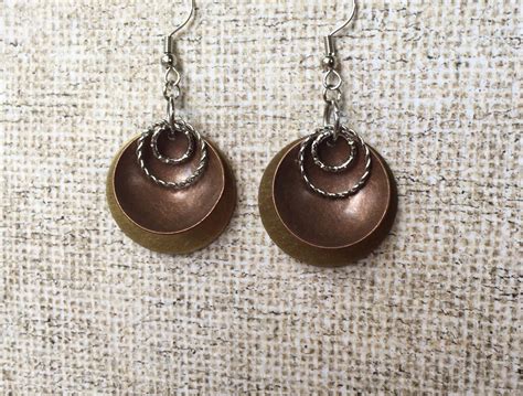 Handmade Copper Bronze Silver Boho Earrings