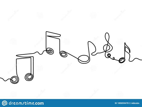 Music Note Vector Illustration Single One Continuous Line Art Drawing