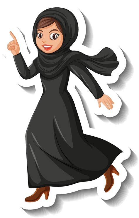 Muslim Woman Cartoon Character Sticker On White Background 3096575 Vector Art At Vecteezy