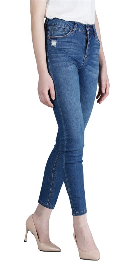 women s high waist blue denim skinny straight stretchy jeans denim fit