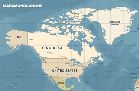 Mapa De América Del Norte Norteamérica Político Físico Para