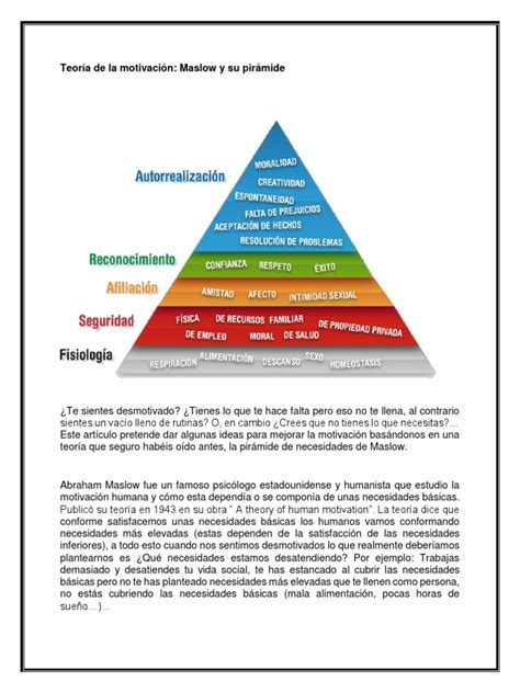 Piramide De Maslow Acción Filosofía Conceptos Psicologicos