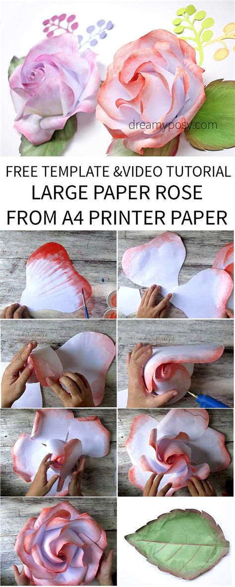 Largegiant Roses Free Template And Tutorial Made From Plain Printer