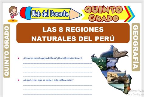 Las 8 Regiones Naturales Del Perú Para Quinto Grado De Primaria