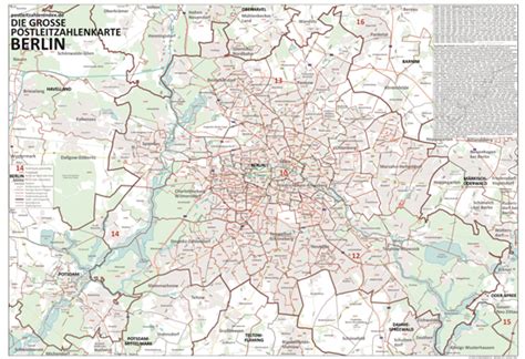 Berliner bezirke stadtteile portraits der berliner bezirke der einzelnen stadtteile sowie berlin postleitzahlen plz übersichtsplan 135 x 95cm regarding berlin bezirke karte straßen germany ist wirklich ein land nation auf main europa umrissen. Mit Hilfe der Postleitzahlenkarte von Berlin und Potsdam ...