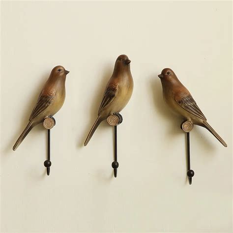 3pcsset American Country Style Bird Robe Hooks Creative Resin