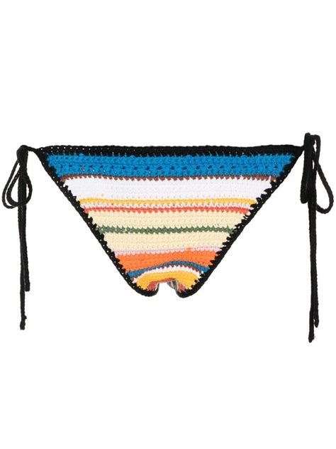 Ganni Crochet String Bikini Bottoms In Blue Lyst