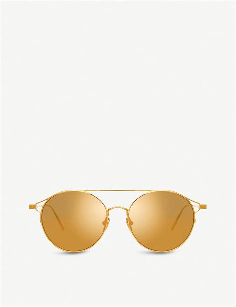 Linda Farrow 426 C1 Gold Plated Aviator Sunglasses In Metallic Lyst