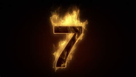 Fiery Number Seven Burning In Fire Loop With Royalty Free Video