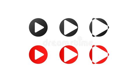 Sistema De Color Rojo Y Negro Del Icono Del Juego Botones Multimedia El Ejemplo De La