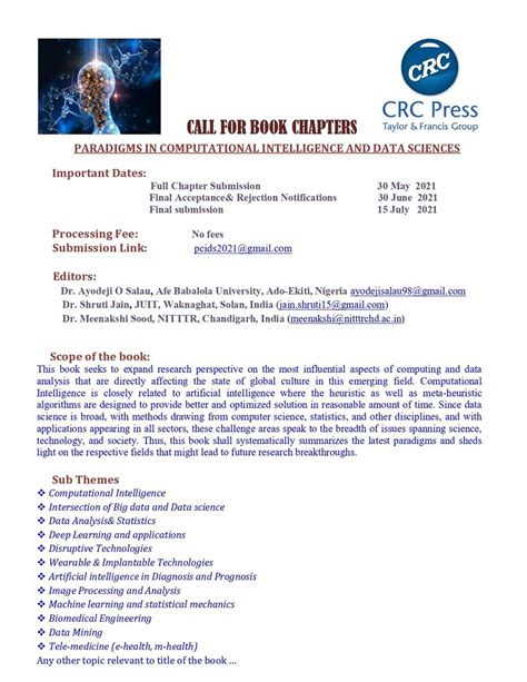 Pdf Call For Book Chapter For Crc Publication