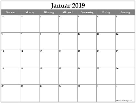 Januar Kalender 2019 Pdf Free Printable Calendar Printable Calendar