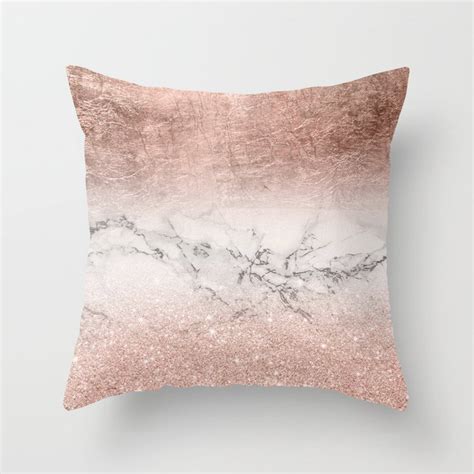 Modern Faux Rose Gold Glitter And Foil Ombre Gradient On White Marble
