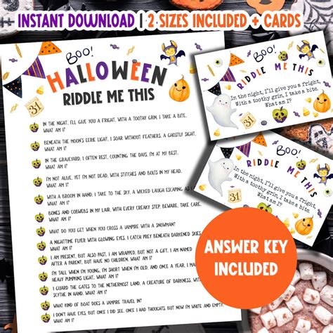 Halloween Riddle Me This Printable Halloween Trivia Game Halloween